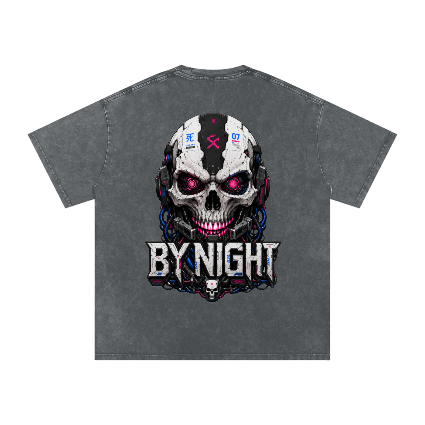 XR-7 Skull Snow Washed Oversized Cotton T-Shirt