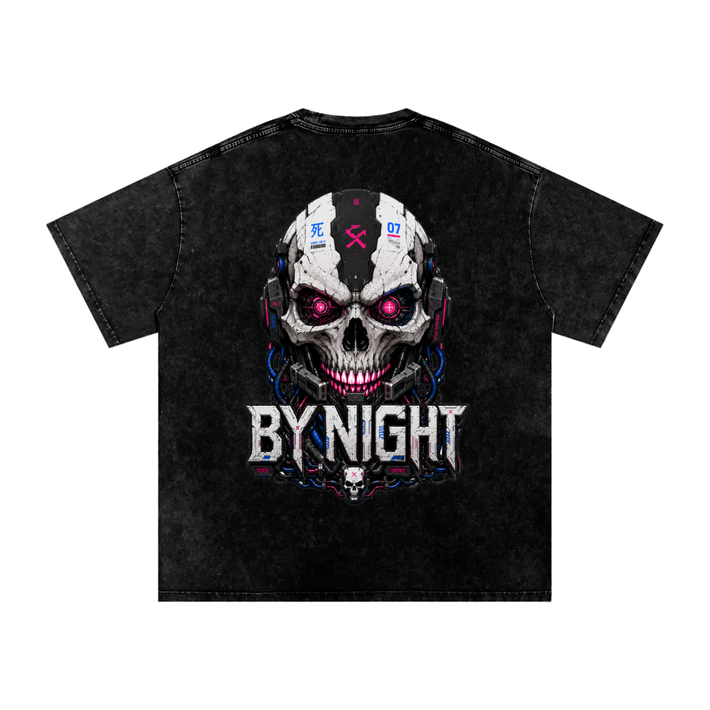 XR-7 Skull Snow Washed Oversized Cotton T-Shirt