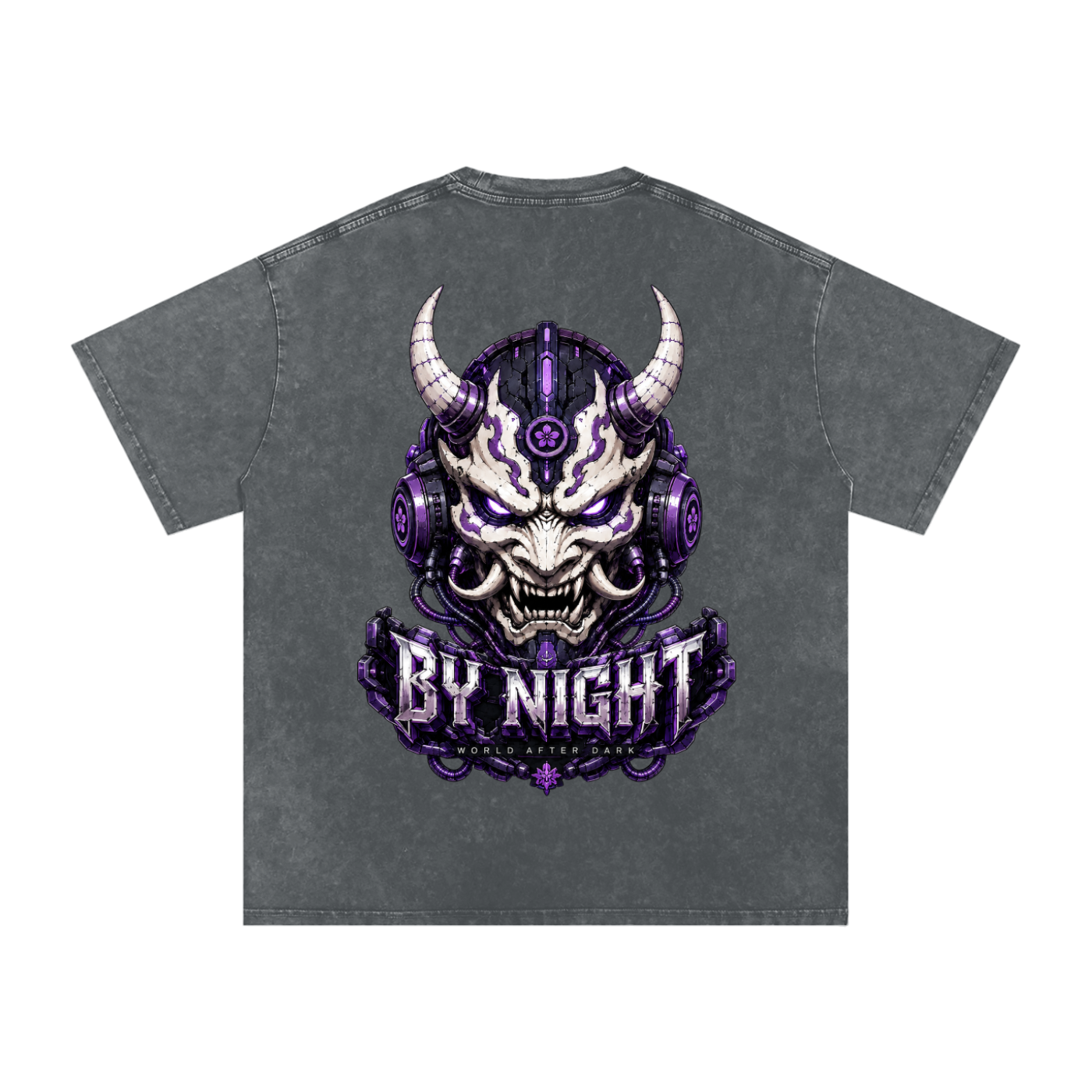 Cyber Yokai Snow Washed Oversized Cotton T-Shirt