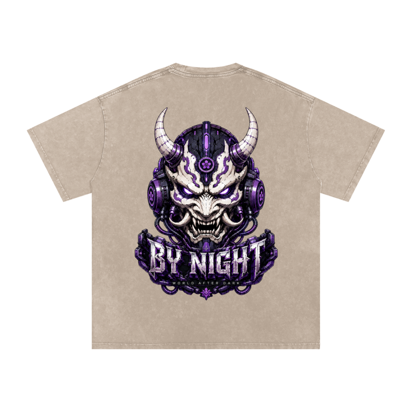 Cyber Yokai Snow Washed Oversized Cotton T-Shirt