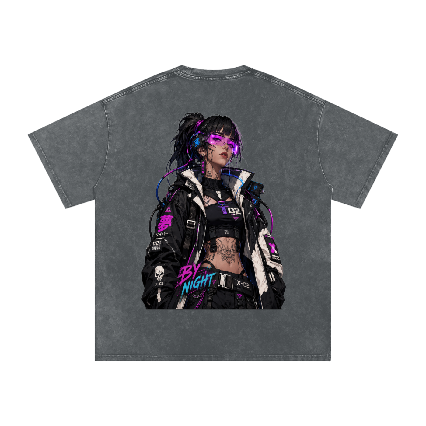 Neon Siren X-02 - Snow Washed Oversized Cotton T-Shirt