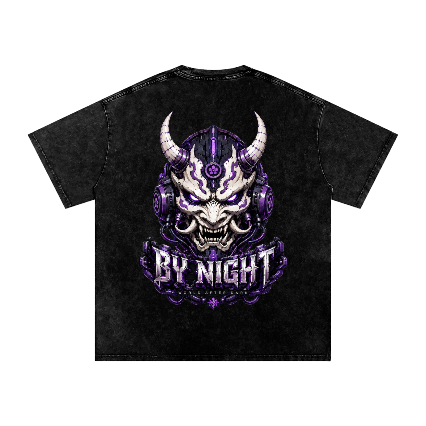 Cyber Yokai Snow Washed Oversized Cotton T-Shirt