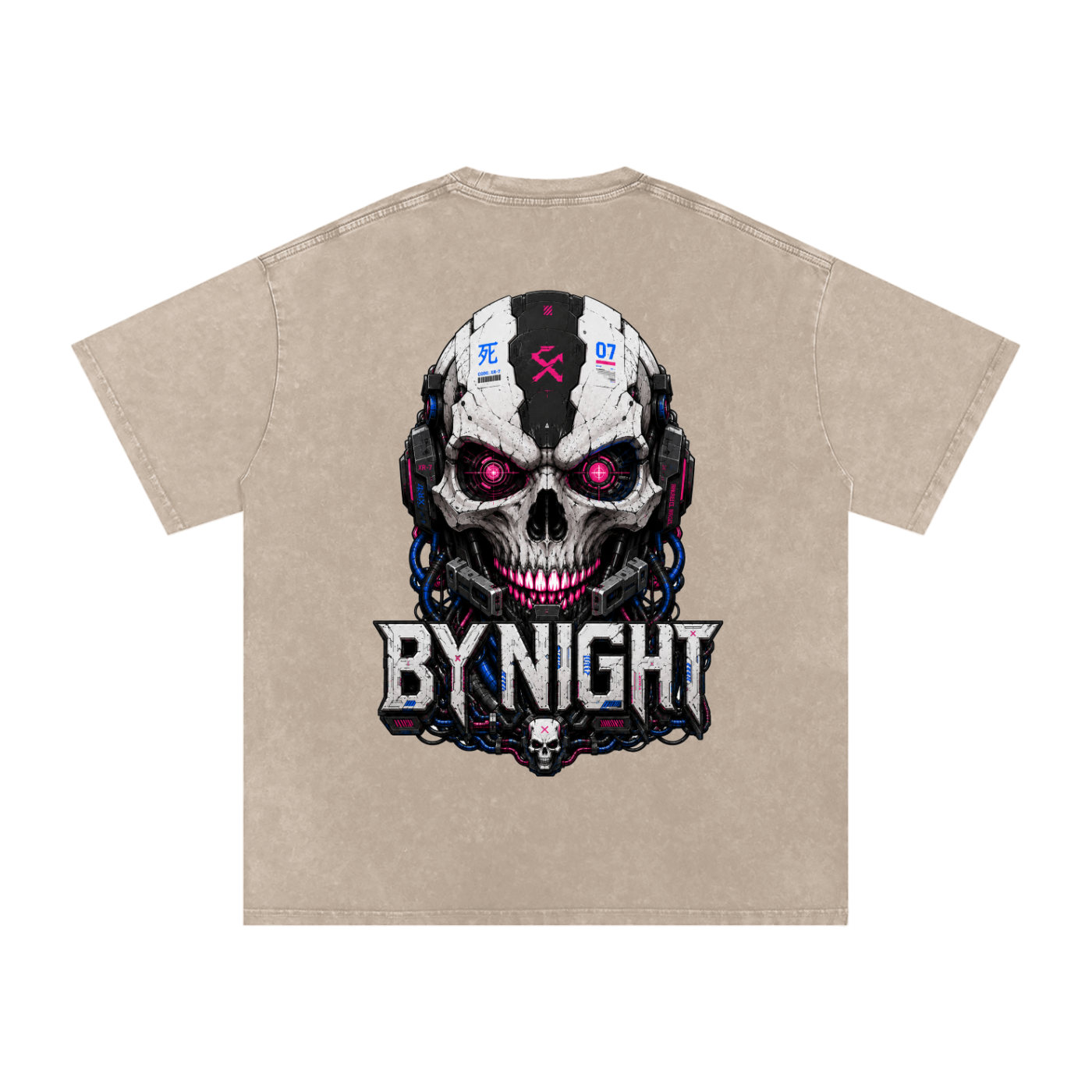 XR-7 Skull Snow Washed Oversized Cotton T-Shirt