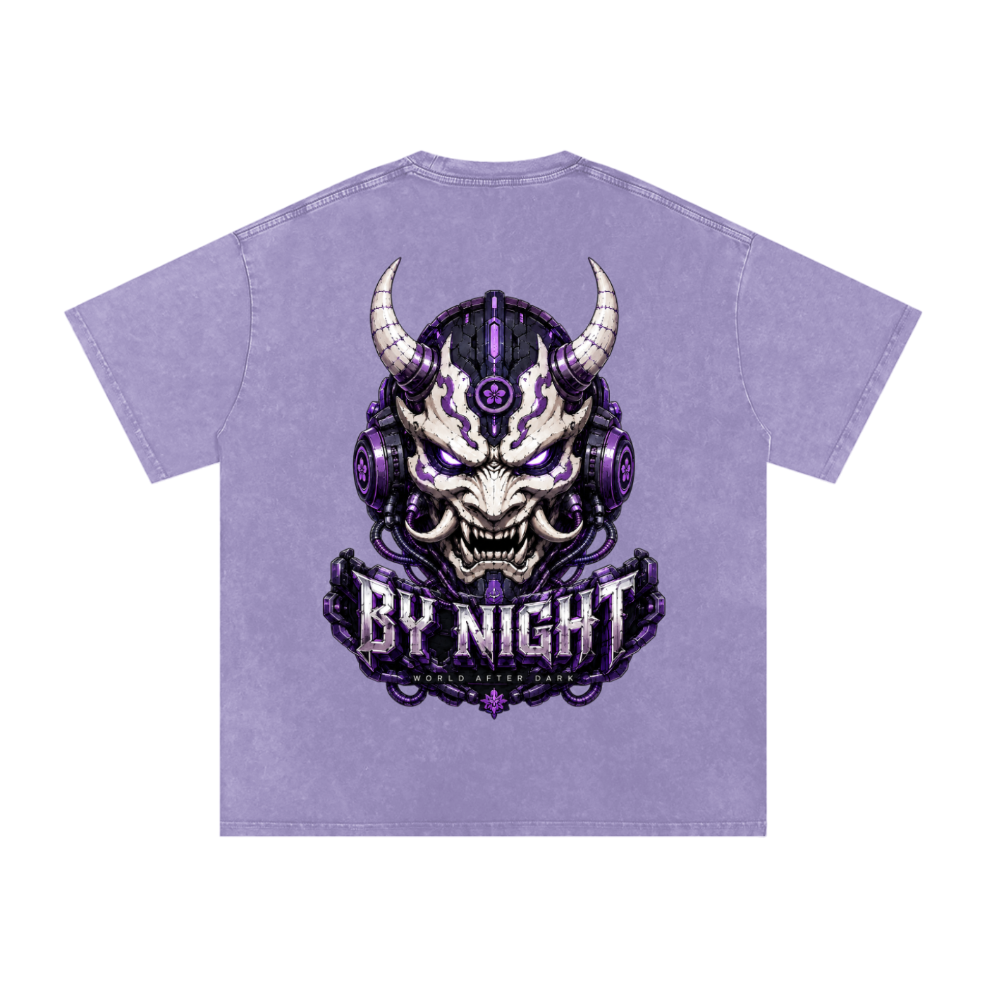 Cyber Yokai Snow Washed Oversized Cotton T-Shirt