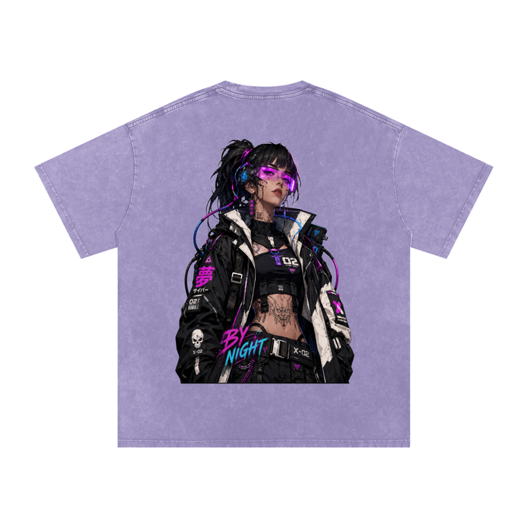 Neon Siren X-02 - Snow Washed Oversized Cotton T-Shirt